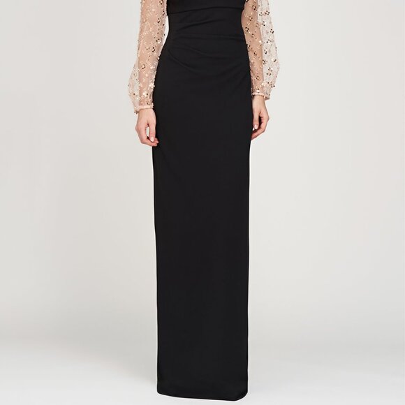 JS Collections Black Gold Risha Metallic Floral Applique Gown - Picture 6 of 6